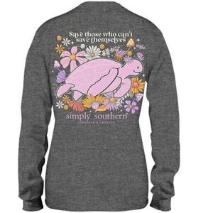 NWT Simply Southern Save Those Who Can’t Save Themselves Turtle‎ Tshirt XXL Gray